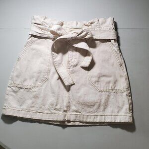 Wish list Jeans Cream Skirt with tie belt sz L